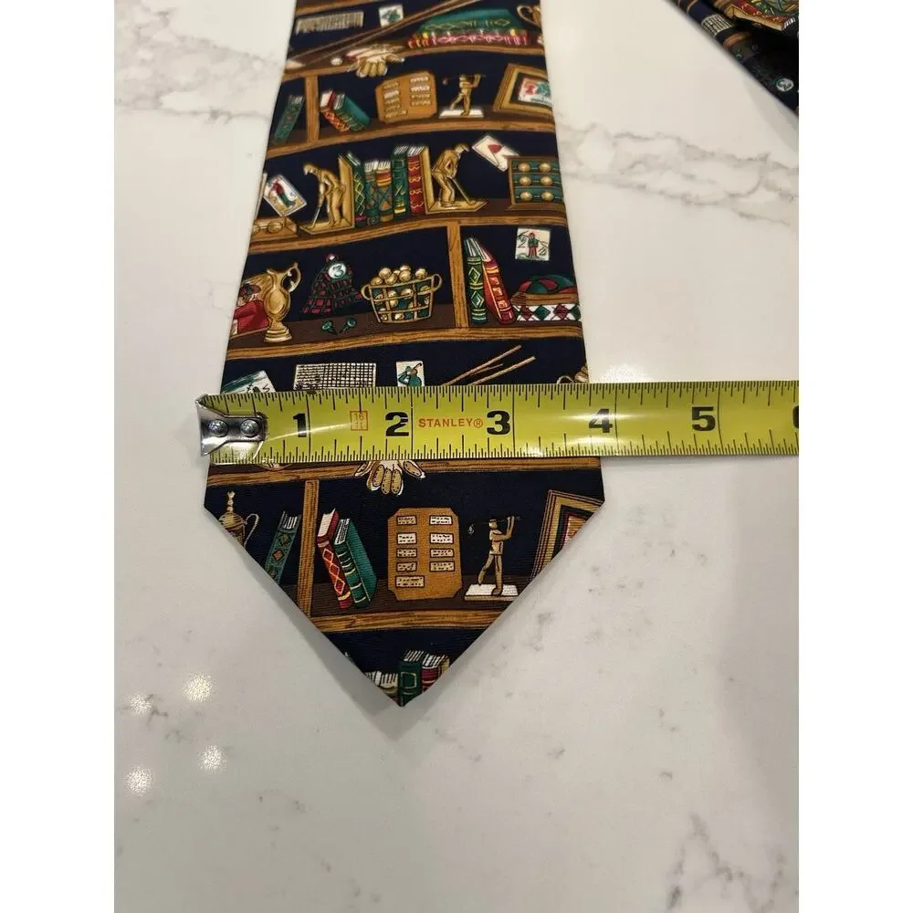 Vtg‎ GOLF Collection Men’s SILK Tie 3.75” Alynn Library Book Librarian Novelty